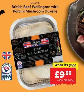 Lidl Deluxe british beef wellington with porcini mushroom duxelle offer