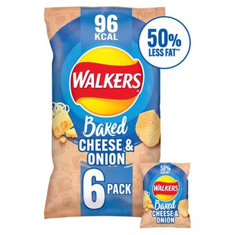 Tesco Walkers baked cheese & onion crisps 6 x 22g offer