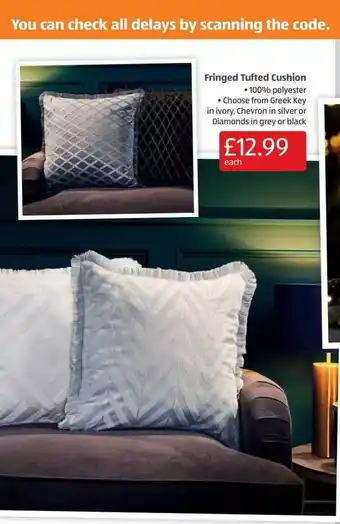Aldi Fringed tufted cushion offer