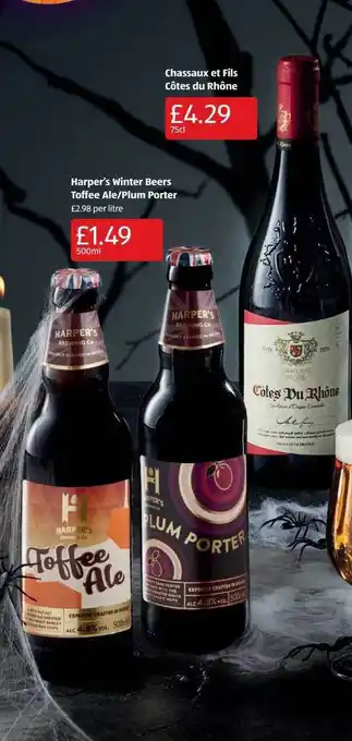 Aldi Chassaux et fils côtes du rhônes harper's winter beers toffee ale plum porter offer