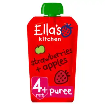 Asda Ella's kitchen organic strawberries and apples baby pouch 4+ months offer