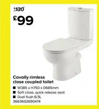 TradePoint Cavally Rimless Close Coupled Toilet offer