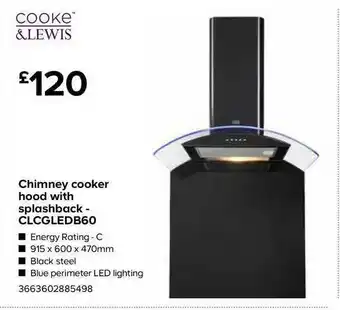 TradePoint Chimney Cooker Hood With Splaschback-clcgledb60 Cooke&lewis offer