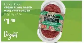 Lidl Plant To Plate Vegan Plant Based Meat Free Burger offer