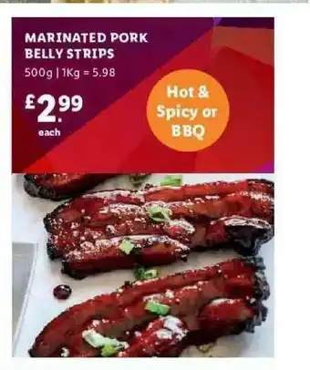 Lidl Marinated Pork Belly Strips offer