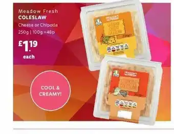 Lidl Meadow Fresh Coleslaw Cheese Or Chipotle offer