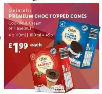 Lidl Gelatelli Premium Choc Topped Cones offer