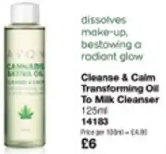 Avon Cleanse & Calm Transforming Oil To Milk Cleanser 125ml offer
