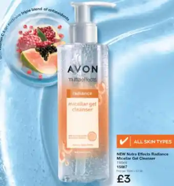 Avon New Nutra Effects Radiance Micellar Gel Cleanser 195ml offer