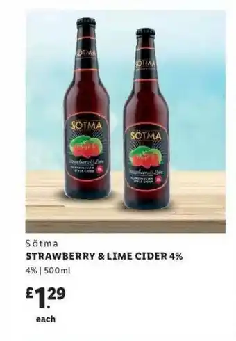 Lidl S¨toma Strawberry & Lime Cider 4% offer