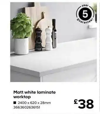 TradePoint Matt White Laminate Worktop offer