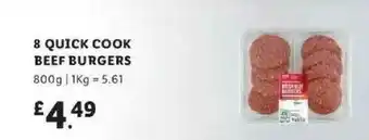 Lidl 8 Quick Cook Beef Burgers offer