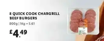 Lidl 8 Quick Cook Chargrill Beef Burgers offer