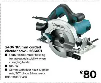 TradePoint 240v 165mm Corded Circular Saw - Hs6601 offer