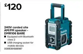 TradePoint 240v Corded Site Am Fm Speaker - Dmr106 Bare offer