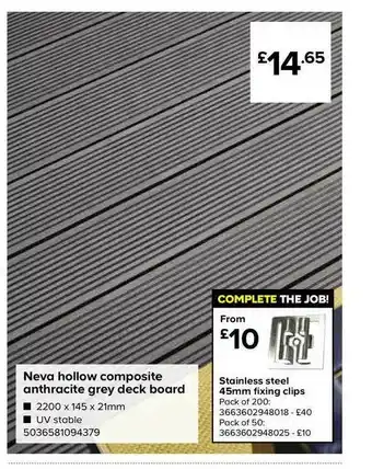 TradePoint Neva Hollow Composite Anthracite Greay Deck Board offer