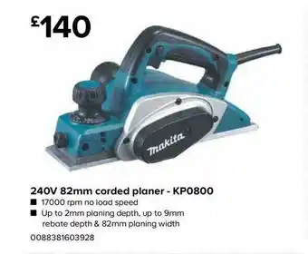 TradePoint 240v 82mm Corded Planer - Kp0800 offer