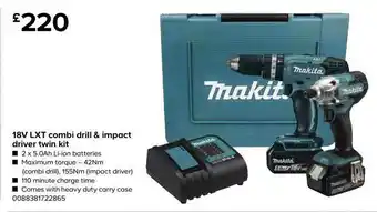 TradePoint 18v Lxt Combi Drill & Impact Driver Twin Kit offer