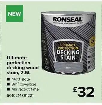 TradePoint Ultimate Protection Decking Wood Stain 2.5l Ronseal offer