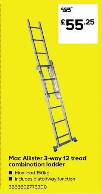 TradePoint Mac Allister 3-way 12 Tread Combination Ladder offer
