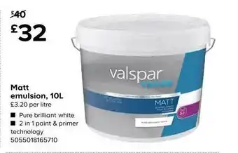 TradePoint Matt Emulsion 10l Valspar offer