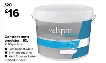 TradePoint Contract Matt Emulsion 10l offer