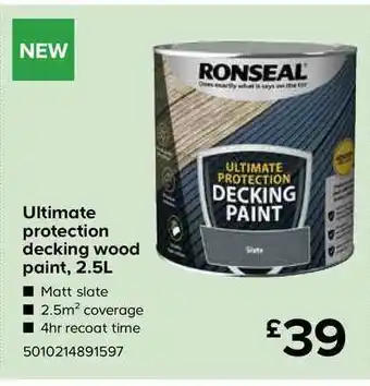 TradePoint Ultimate Protection Decking Wood Pain 2.5l Ronseal offer