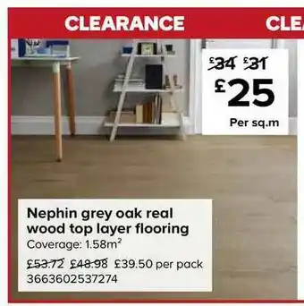 TradePoint Nephin Grey Oak Real Wood Top Layer Flooring offer