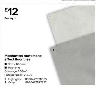 TradePoint Manhattan Matt Stone Effect Floor Tiles offer
