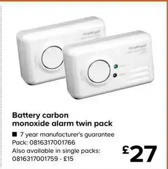 TradePoint Battery Carbon Monoxide Alarm Twin Pack offer
