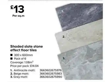 Shaded Slate Stone Effect Floor Tiles