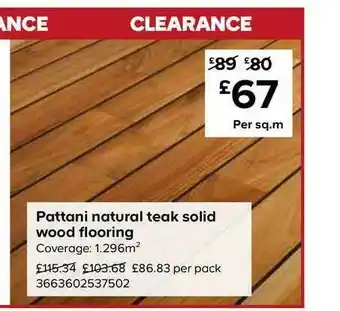 TradePoint Pattani Natural Teak Solid Wood Flooring offer