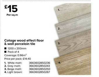 TradePoint Cotage Wood Effect Floor & Wall Porcelain Tile offer
