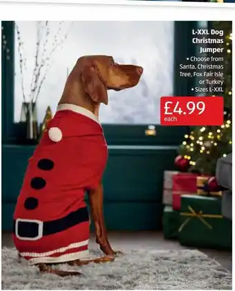Aldi L-xxl dog christmas jumper offer