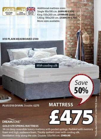 JYSK Gold s70 spring mattress offer