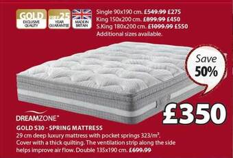 JYSK Gold s30 spring mattress offer