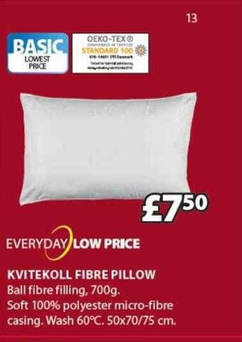 JYSK Kvitekoll fibre pillow offer