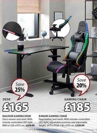Desk, gaming chair