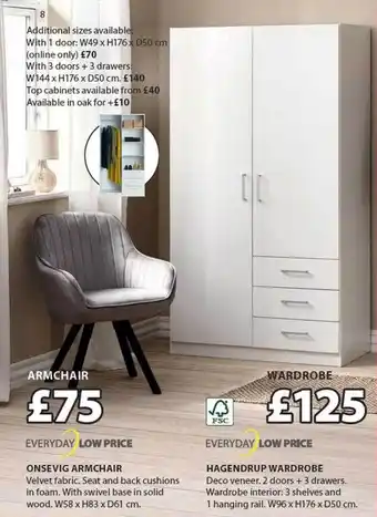 JYSK Armchair, wardrobe offer