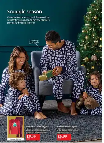 Aldi Ladies'-men's christmas pyjamas, children's christmas pyjamas offer