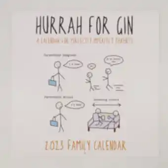 Hurrah for gin family calendar 30x30cm