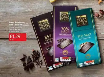 Aldi Moser rotsh luxury dark chocolate offer