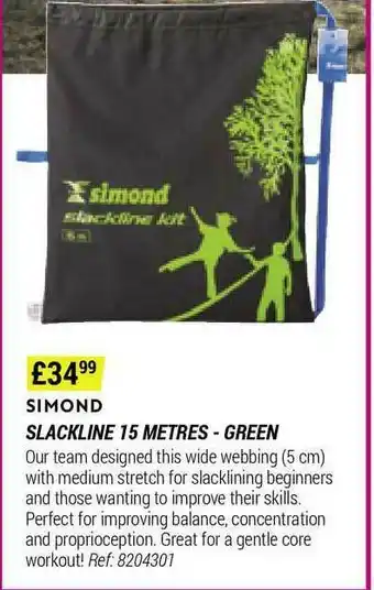 Decathlon Simond Slackline 15 Metres - Green offer