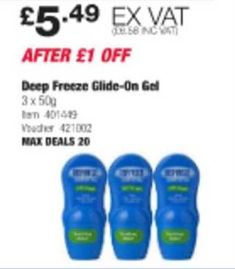Costco Deep freeze glide-on gel offer