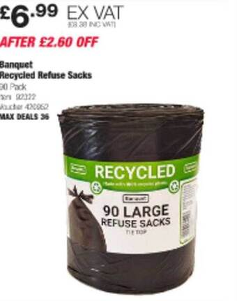 Costco Banquet recycled refuse sacks offer