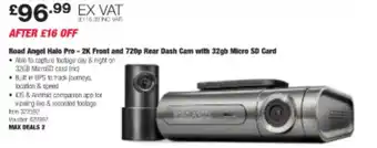 Costco Road angel halo pro-2k front and 720p rear dash cam with 23gb micro 5d card offer