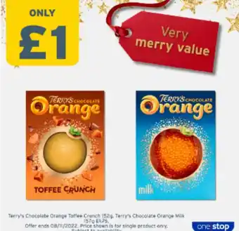 One Stop Terry's Chocolate Orange Toffee Crunch 152g, Terry's Chocolate Orange Milk 157g offer
