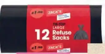 Londis Jacks 12 Large Refuse Sacks Tie Top offer