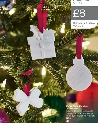 Winter Spice Hanging Decorations 5cm x 6cm, 7cm x 5cm, and 6.5cm x 5.5cm