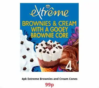 Farmfoods 4pk extreme brownies and cream cones offer
